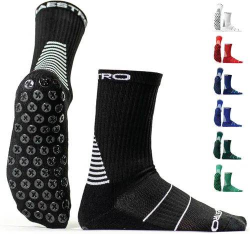 Vista 22 de Maestro - Calcetines de agarre de fútbol para hombres y mujeres con almohadillas antideslizantes, ideales para fútbol, baloncesto y deportes