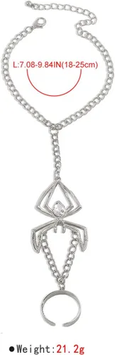 Vista 5 de Meztole Pulsera de anillo de cadena de mano Boho serpiente anillo de dedo pulsera arnés de mano esclavo cadena pulseras vintage indio accesorios