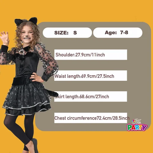 Vista 5 de Cats Girls Dress Costume for Halloween Cosplay, Child