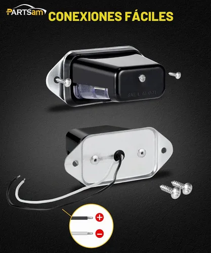 Vista 5 de Partsam Luz de matrícula LED impermeable de 12V CC con luz para placa de licencia, soporte con orificio de drenaje, carcasa de ABS, lente de PC