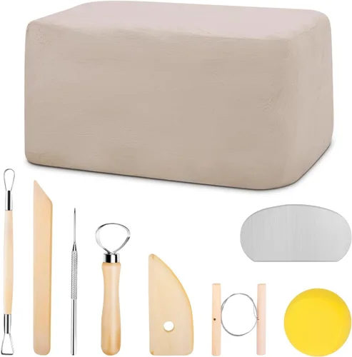 Vista 9 de Arcilla para esculpir, arcilla de modelado, kit de arcilla natural de secado al aire de 5.5 libras con juego de herramientas de escultura