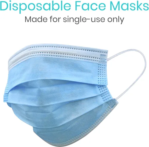 Vista 4 de Vive 50 cubrebocas desechables de 3 capas transpirables para la nariz/boca Cubierta - Máscara azul no tejida con cintas elásticas para las orejas