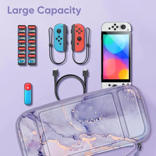 Vista 8 de Fintie Carrying Case for Nintendo Switch OLED Model 2021Switch 2017, Shockproof Hard Shell Protective Cover Travel Bag w10 Game Card Slots for
