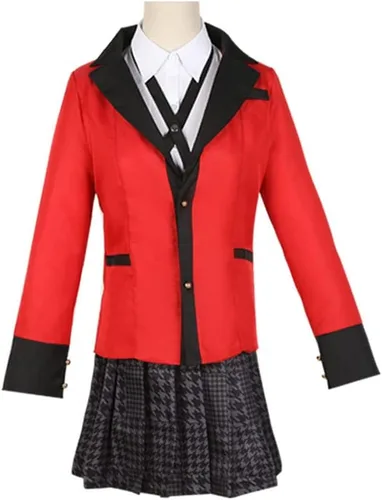 Vista 2 de Disfraz de Kakegurui de Jabami Yumeko para mujer, falda plisada uniforme para uniforme escolar, traje para fiesta de Halloween