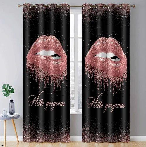 Vista 13 de CLZYSP554 - Cortinas de labios para dormitorio, cortinas opacas con aislamiento térmico para oscurecer la habitación, cortinas opacas para Dorado