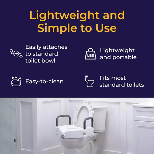 Vista 14 de Drive Medical RTL12027RA Asiento elevado para inodoro con brazos acolchados extraíbles, asiento estándar Raised Toilet Seat Offers Removable