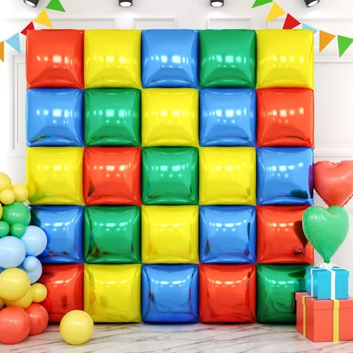 Vista 12 de Globos cuadrados metálicos dorados y negros de doble cara para pared, globos de aluminio cromado de 19 pulgadas, kit de arco de túnel para despedida