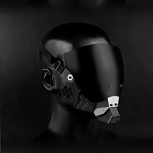 Vista 8 de JAUPTO Máscara Cyber Punk para cosplay, máscara genial, máscara Techwear, decoraciones de Halloween, para fiestas y festivales de música