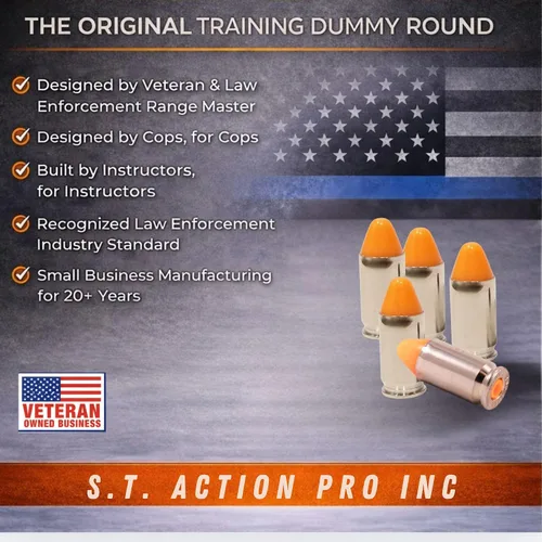Vista 2 de S.T. Action Pro .380 Cal Dummy Rounds – Rondas simuladas de entrenamiento de seguridad naranja, munición reutilizable para entrenamiento de fuego