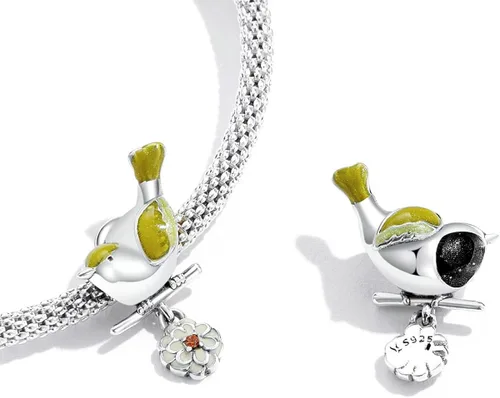 Vista 6 de MUNDELL Authentic 925 Sterling Silver Mom Heart Shaped Pistol with Rose Charm for Original Silver Bracelet or Bangle Jewelry Make Pendants