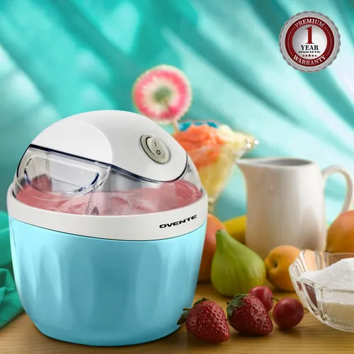 Vista 6 de OVENTE Máquina eléctrica de helados con tapa de fácil bloqueo, cuenco congelador de 1 cuarto de galón para yogur congelado saludable y casero