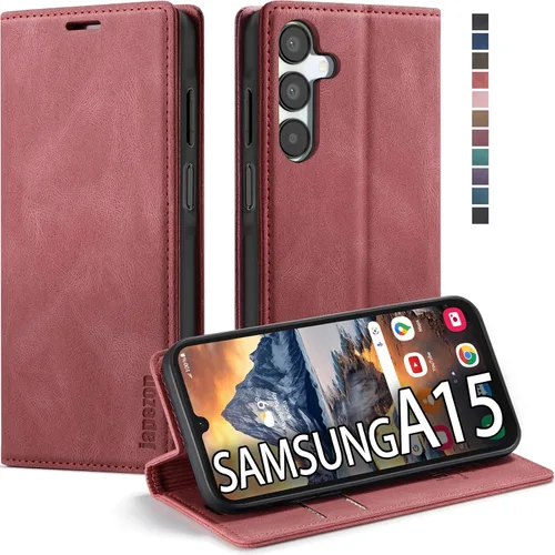 Vista 18 de Funda tipo cartera para Samsung Galaxy A12 con tarjetero [bloqueo RFID] atril magnético, funda de cuero con tapa para Samsung Galaxy A12 (negro)