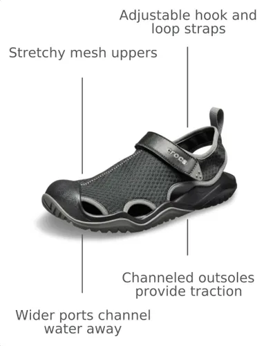 Vista 3 de Crocs Sandalias Swiftwater con parte superior de malla para hombre Negro