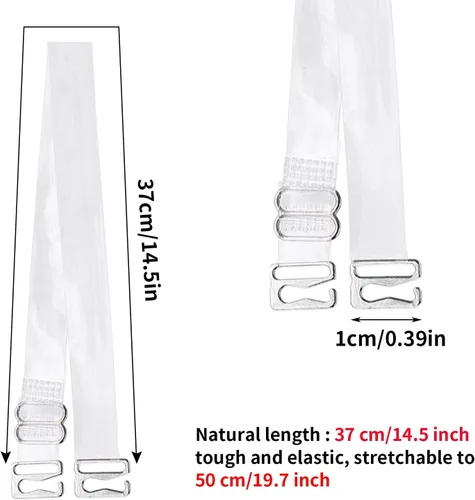 Vista 2 de 4 pares de correas invisibles transparentes para el brasier antideslizantes y ajustables, correas de repuesto suaves y transparentes para el hombro