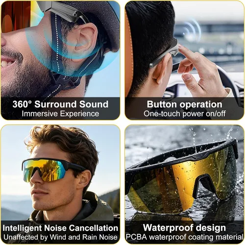 Vista 8 de OBEST - Lentes impermeables con Bluetooth para hombres y mujeres, UV400