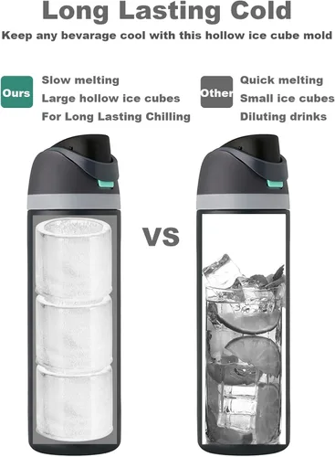 Vista 4 de ACOOKEE Molde cilíndrico hueco para cubitos de hielo para accesorios Owala de 24 onzas, 32 onzas, 40 onzas, juego de 3, molde de hielo de silicona
