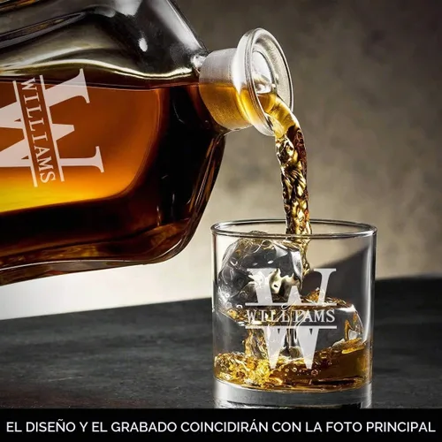Vista 3 de Juego de decantador de whisky personalizado y vasos de whisky en caja hecha a mano