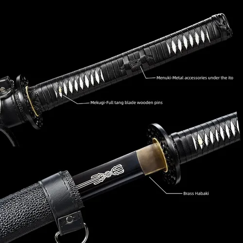 Vista 6 de Espada samurái Espadas katanas tradicionales forjadas a mano auténticos samuráis japoneses Colección Katanas de acero de alto carbono Sharp Full