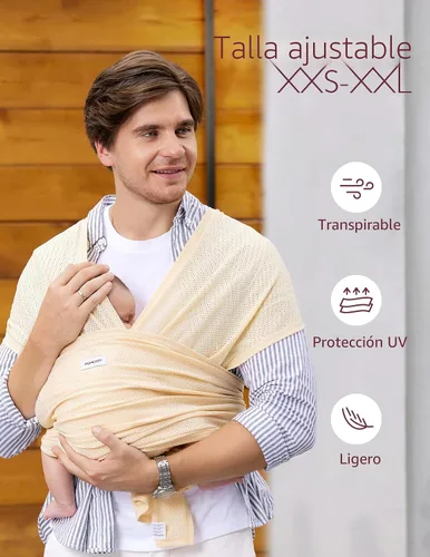 Vista 4 de Momcozy Portabebés AirMesh – El cabestrillo de verano perfecto para recién nacidos a niños pequeños de 8 a 35 libras – Envoltura de bebé de tela