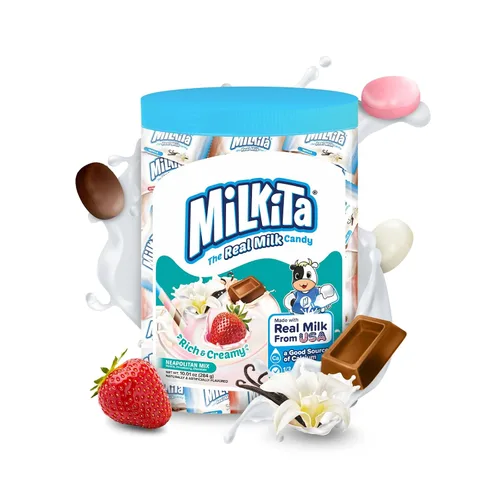 Vista 11 de Milkita Caramelo cremoso de leche de plátano – Dulces saludables bajos en azúcar con leche real para niños y adultos – Caramelos sin grasa y sin