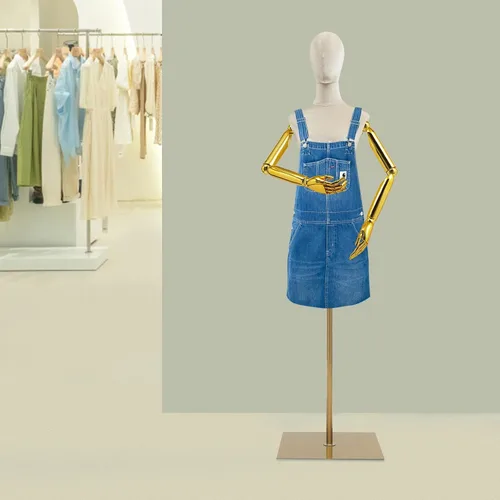 Vista 7 de Forma de vestido femenino con brazo dorado, cuerpo de terciopelo de maniquí con soporte de metal, torso de exhibición de modelo de vestido femenino