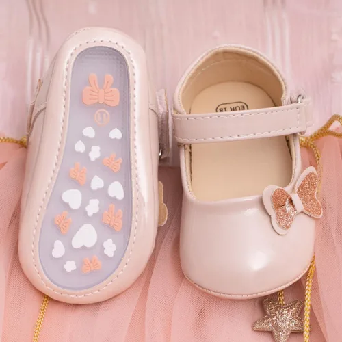 Vista 4 de Meckior Zapatos deportivos para bebé y niñas, suela suave, con lazo, princesa, vestido de boda, Mary Jane, planos, para recién nacidos, ligeros