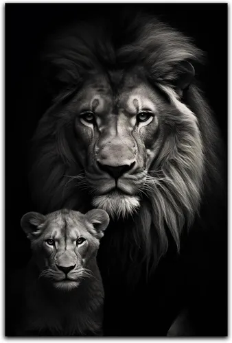 Vista 11 de Lienzo decorativo para pared, póster de leones en blanco y negro, impresiones de retratos de animales, pintura abstracta de leones, arte de pared