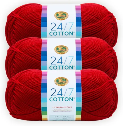 Vista 82 de Lion Brand Yarn - Hilo ligero 24/7 de algodón para tejer, hacer ganchillo y manualidades, Ámbar, paquete de 1 Light Worsted 100% Mercerized Cotton