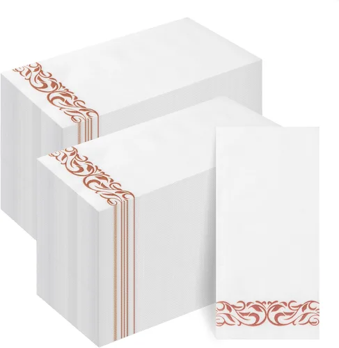 Vista 10 de Goodluck Paquete de 100 unidades de toallas de invitados con tacto de lino desechables – Toallas de mano de papel suaves y absorbentes para baño