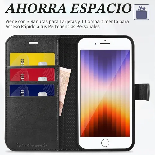 Vista 3 de TUCCH - Funda tipo cartera compatible con iPhone 8