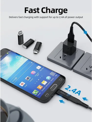 Vista 5 de ARKTEK Adaptador micro USB a USB C, tipo C hembra a microUSB macho convertidor para sincronización de datos OTG (negro, micro USB a tipo C)