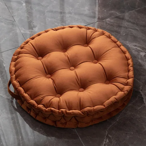 Vista 8 de MOJUN Almohada redonda de meditación, almohadas grandes para adultos, almohada redonda gruesa de terciopelo holandés con asa para yoga, sala de Azul