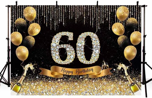 Vista 4 de AIBIIN Telón de fondo de 30 cumpleaños negro y dorado de 7 x 5 pies con texto en inglés "Cheers to 30" Anniversary Photography Background Women Gold