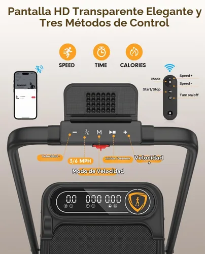 Vista 5 de Foldable Treadmill with 10% Incline, Upgrade 3.5HP Low Noise Walking Pad Treadmill with Handle Bar, Trisomy 4 in 1 Portable Under Desk Treadmills