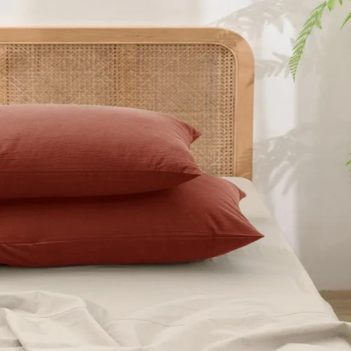 Vista 16 de BESTOUCH 100% Algodón Lavado Funda de Almohada para Cabello y Piel, Sensación de Lino, Suave, Cómoda, Transpirable, Juego de 2 Fundas de Almohada