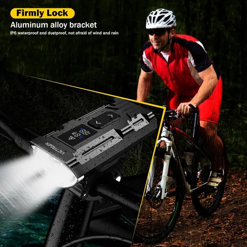 Vista 3 de Victagen Luces de bicicleta de 9000 lúmenes, faros de bicicleta de luces altas y bajas, luces de bicicleta súper brillantes, luces de bicicleta MTB