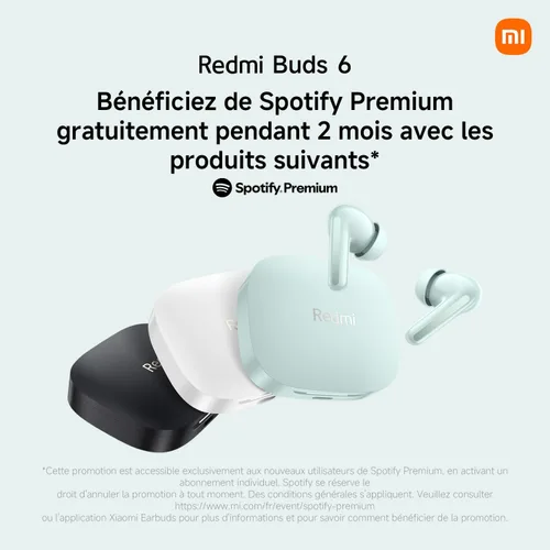 Vista 4 de XIAOMI Redmi Buds 6 (versión global) TWS auricular, auriculares con cancelación activa de ruido de 49 dB, sonido envolvente envolvente de 360 °