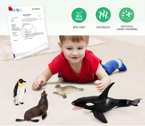 Vista 3 de Volnau Figuras de juguetes de criaturas marinas, 8 piezas de figuras de animales del océano de la Antártida para niños pequeños, decoración