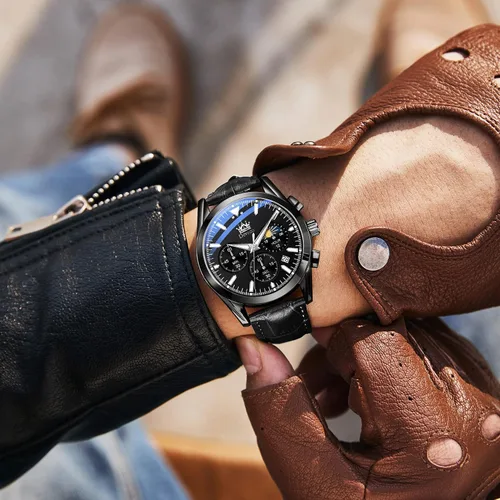 Vista 8 de Devaco Reloj de negocios para hombre, de cuarzo japonés, luminoso, impermeable, con función de cronómetro de ventana de día