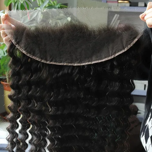 Vista 52 de BEEOS Frontal de Encaje HD de 13 x 4 pulgadas Solamente, cabello humano virgen lacio de color rubio 613, línea de cabello prearrancado de 0.10mm