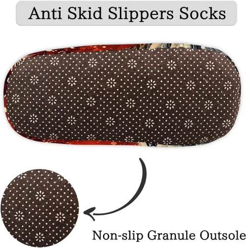Vista 5 de Pantuflas mullidas antideslizantes para mujer con forro esponjoso, acogedoras pantuflas de dormitorio para mujer Abstract Red Snowflake Pine Trees