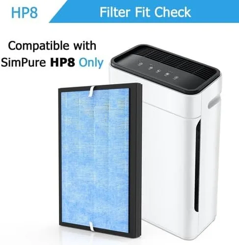 Vista 2 de Filtro de repuesto HP8 compatible con purificador de aire SimPure HP8, SP-HP8-RF, paquete de 2