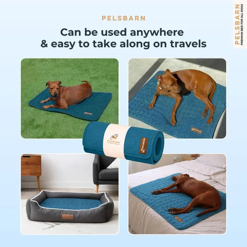 Vista 7 de Pelsbarn Tapete refrescante para perros, comodidad de verano de seda de hielo, auto refrescante, antideslizante, duradera y lavable, tapete