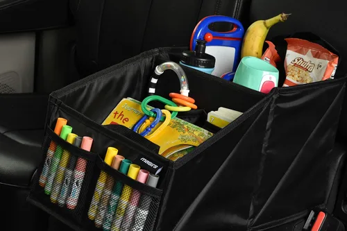 Vista 6 de Masirs Organizador de asiento trasero para automóvil, organiza cuidadosamente los artículos mientras viajas, se pliega para un fácil almacenamiento