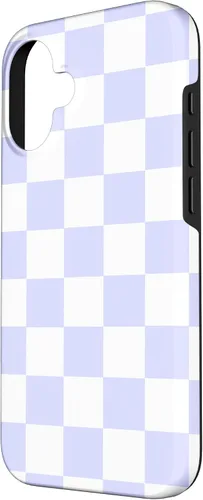 Vista 2 de Funda blanca moderna con patrón de cuadros para iPhone 16 lavanda y morado