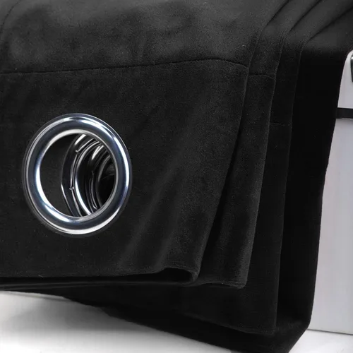 Vista 4 de SINGINGLORY - Cortinas opacas negras de terciopelo negro de 63 pulgadas, juego de 2 cortinas con aislamiento térmico con ojales para ventana