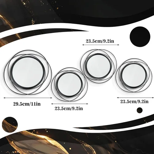 Vista 6 de Juego de 3 espejos redondos Sunburst para decoración de pared Negro