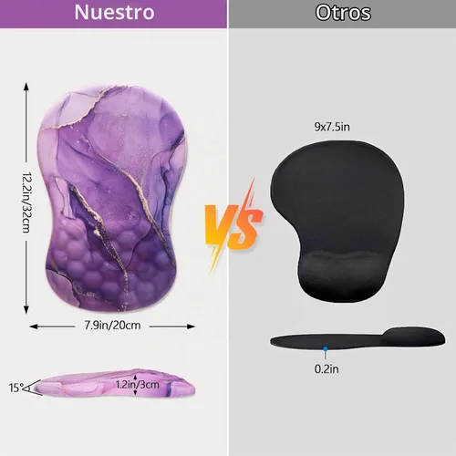 Vista 2 de Alfombrilla ergonómica para mouse con reposamuñecas, espuma viscoelástica de 15°, base de poliuretano antideslizante Mouse Pad15° Ergonomic Tilt