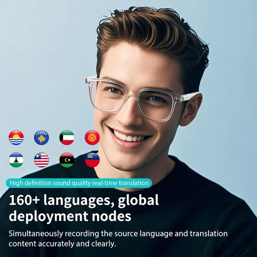 Vista 3 de Gafas Inteligentes Bluetooth para Mujeres, Gafas de Traducción AI Compatible con 165+ Idiomas, Micrófono y Altavoces Integrados, Lentes que Cambian