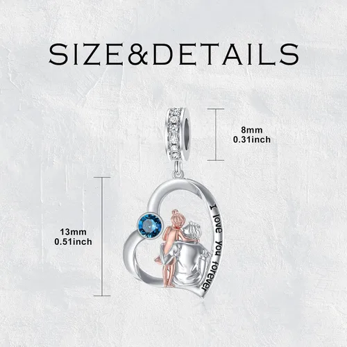 Vista 83 de PROESS Dije para padre, madre e hija, pulsera de plata de ley para pulseras, regalos de cumpleaños, día de San Valentín, para hija, madre, amante
